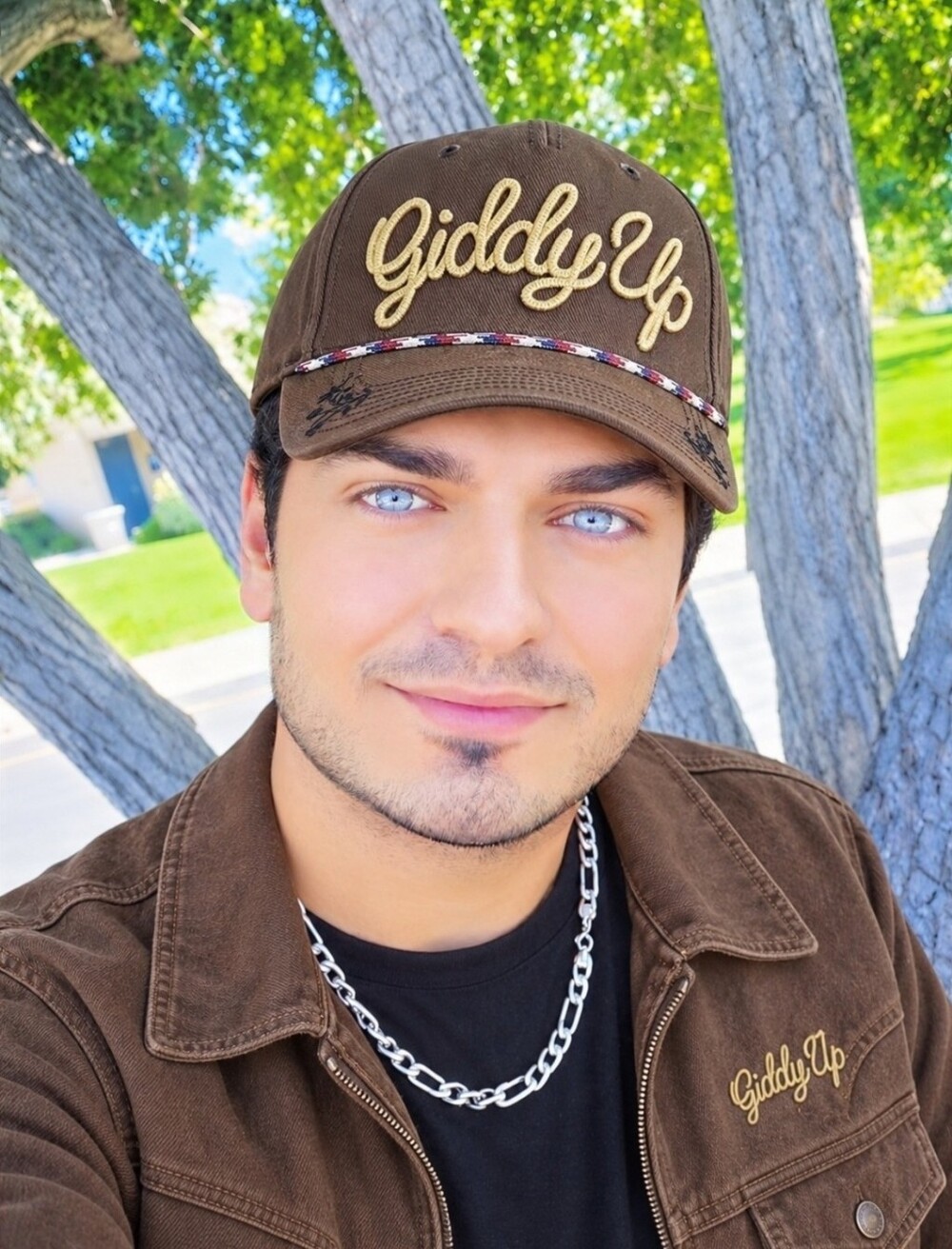 Mighty fine Giddy Up Brown Rope Detail Baseball Cap